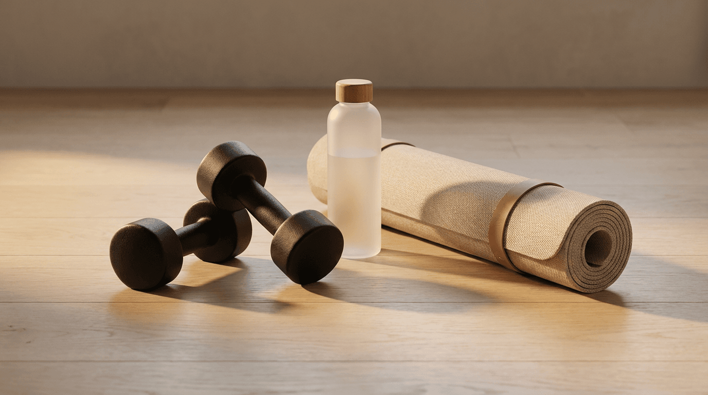 Gym equipment paired with activewear